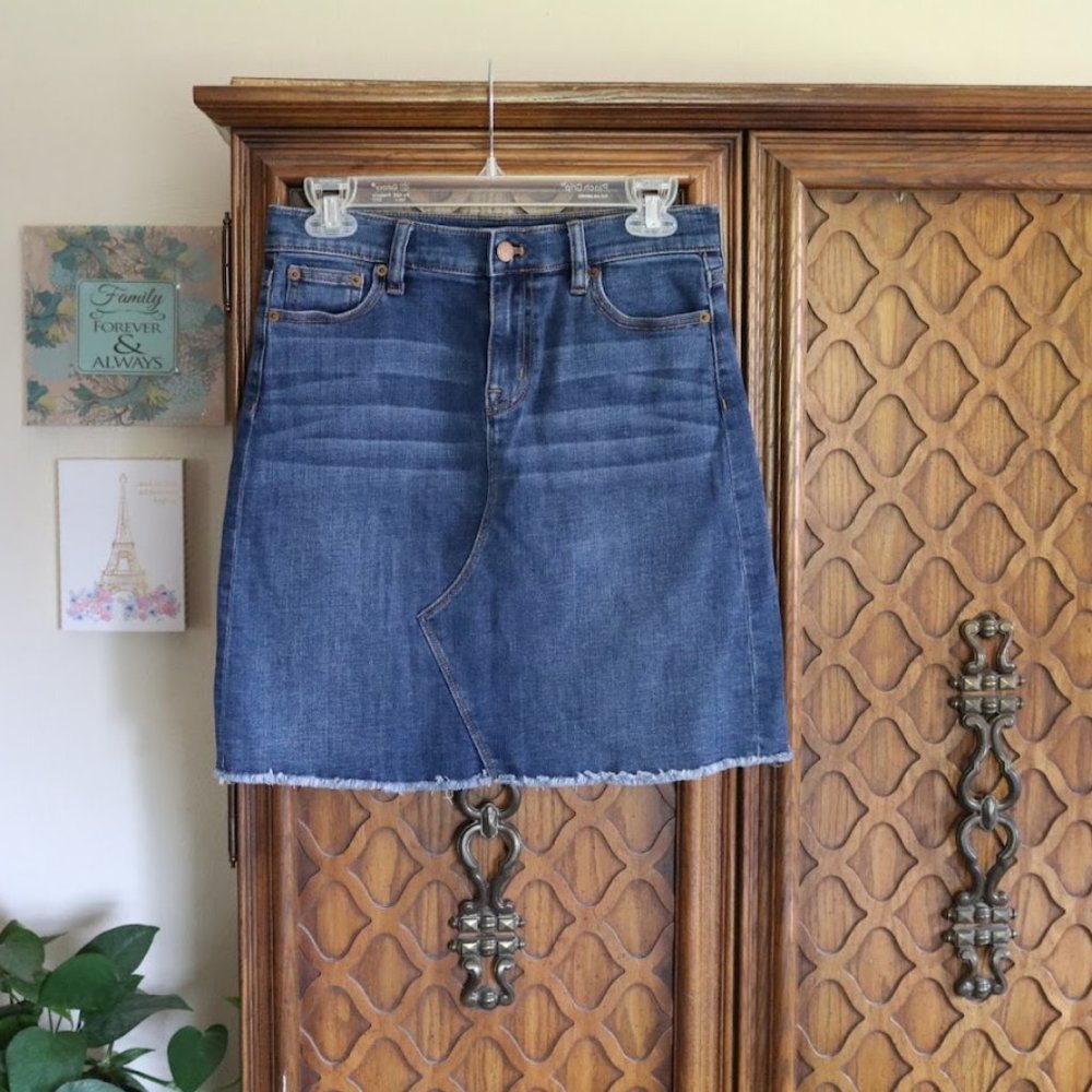J.Crew Raw Hem Denim Skirt - Style #H4917 - Picture 2 of 16